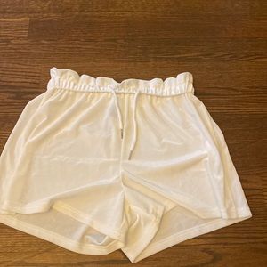 velvet cream shorts